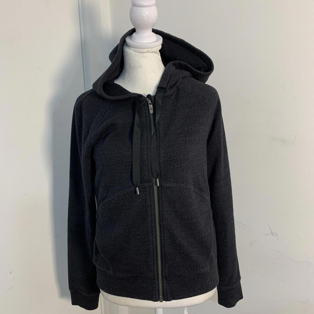 LULULEMON Hoodie Waffle Knit‎ Full Zip Womens 4 Black W494